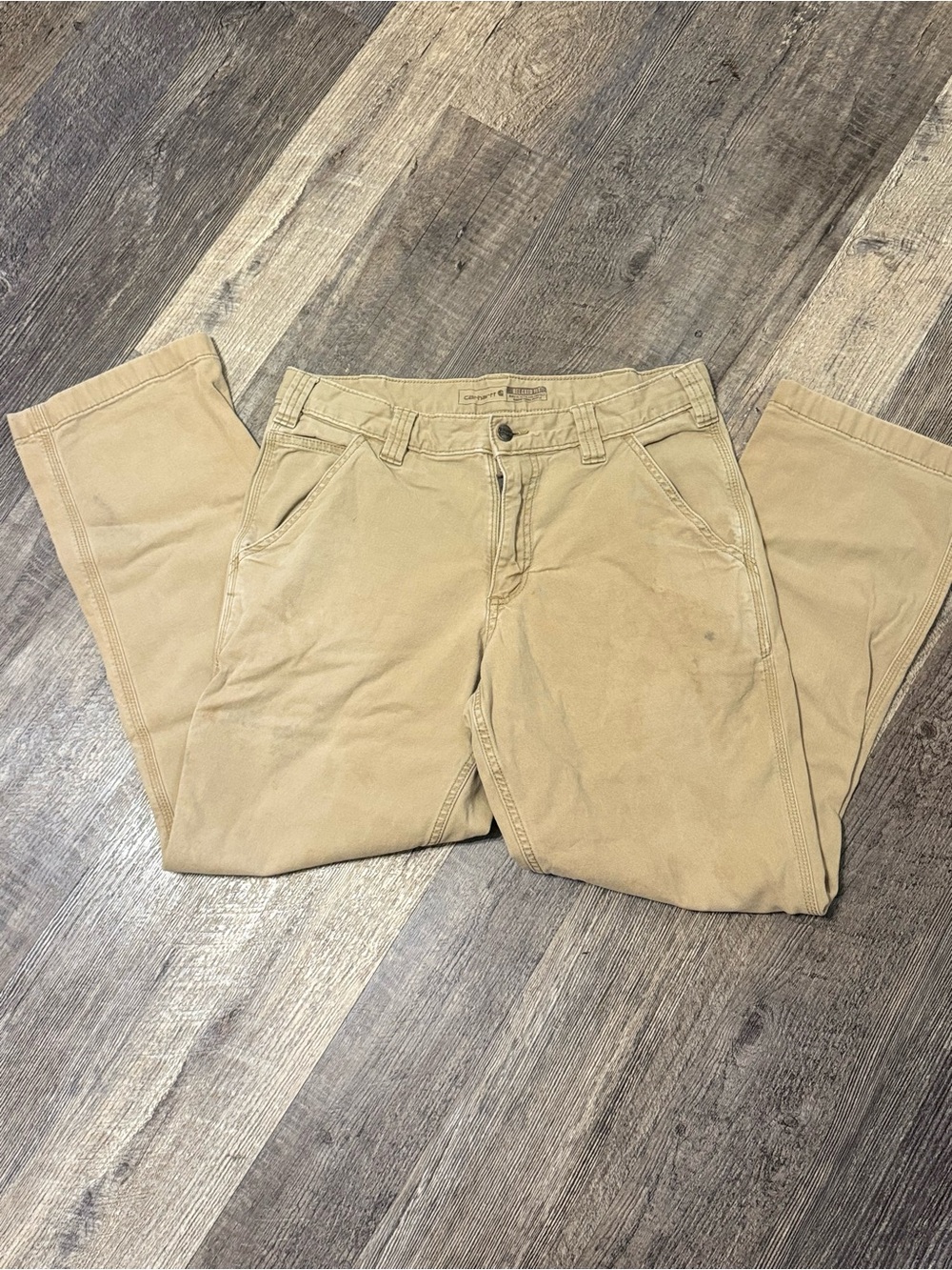 Carhartt Relaxed Fit 32x30 Tan Carpenter Work Pants Distressed
